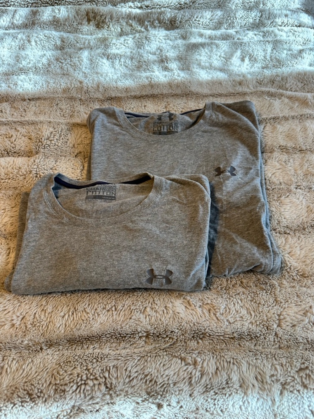 2x Under Armour Cotton Grey Tee - Athletic Logo